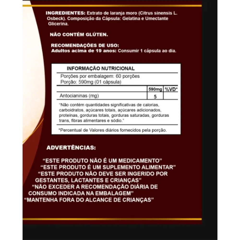 Laranja Moro Pura (Morosil) 60 cápsulas 500mg Natus Green - Imagem 2